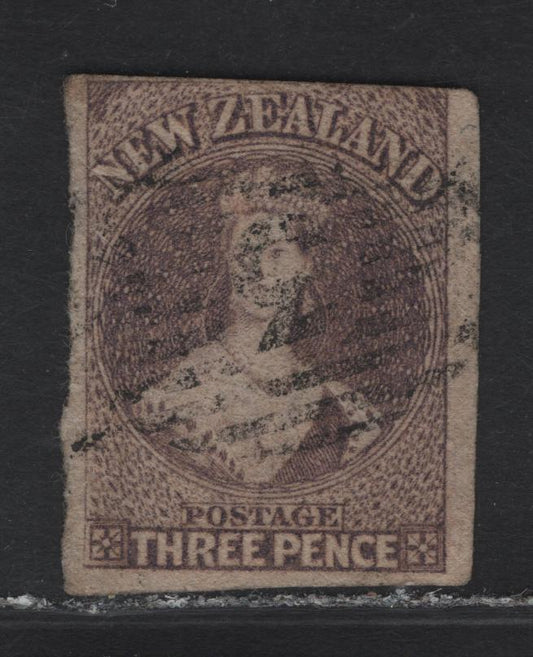 Lot 46 (C) New Zealand SG#40 3d - 5d Brown Lilac Queen Victoria, 1862-1864 Chalon Heads Issue, A Very Good Used Imperf Single, Large Star Wmk, 3 Large Margins, Top Margin Is Just Touching At UR & Just Cleat At UL.