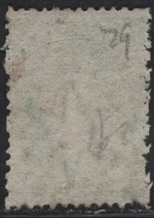 Lot 59 (C) New Zealand SG#80 1/- Yellow Green Queen Victoria, 1862-1864 Chalon Heads Issue, A Fine Used Single, Perf 13, Large Star Wmk, Some Irregular Perfs At Left.