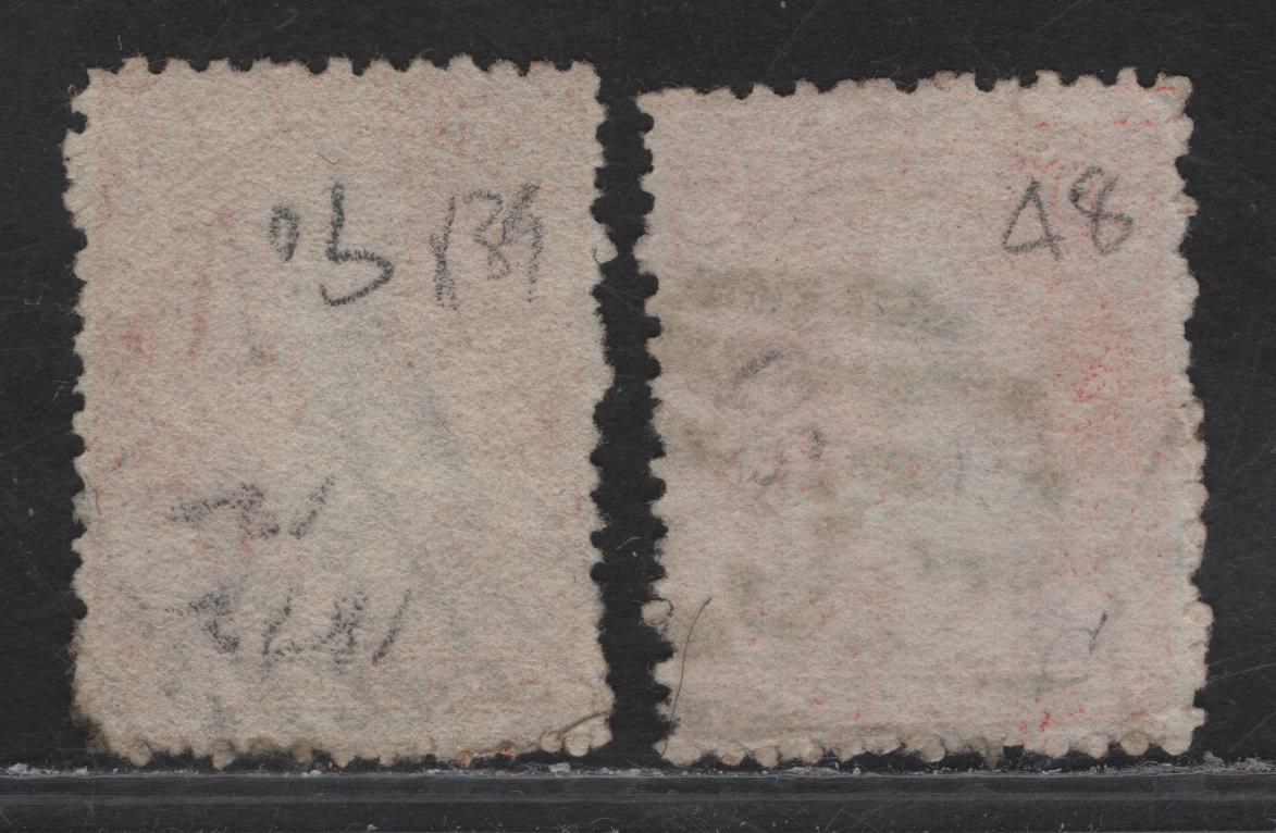 Lot 62 (C) New Zealand SG#133, 138 2d Orange - Vermillion Queen Victoria, 1871-1873 Chalon Heads Issue, 2 Good Used Singles, Perfs 12.5, Large Star Wmk & Unwatermarked, Small Corner Crease On Both Stamps.