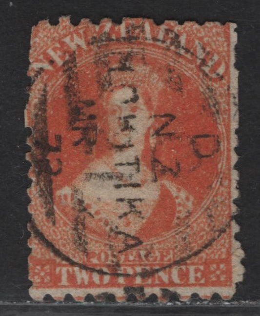 Lot 63 (C) New Zealand SG#130 2d Vermillion Queen Victoria, 1871-1873 Chalon Heads Issue, A Very Good Used Single, Perf 10x12.5, Large Star Wmk