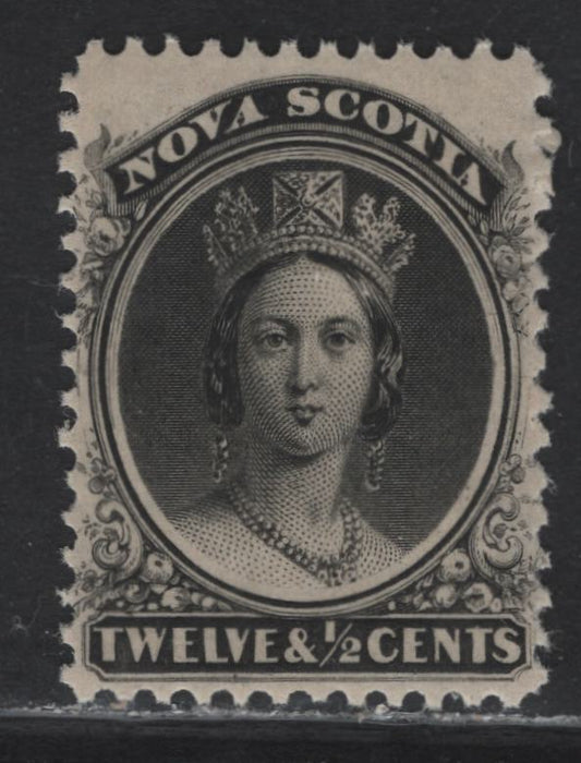 Lot 66 Nova Scotia #13 12.5c Black Queen Victoria, 1860-1863 Queen Victoria Issue, A VFNH Single, Perf 12x11.75, Paper Type Cents-G