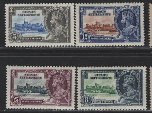 Lot 71 Straits Settlements SG#256-259 5c - 25c Ultramarine & Gray - Slate & Purple KGV & Windsor Castle, 1935 Silver Jubilee Issue, 4 VFOG Singles, Hinged Set