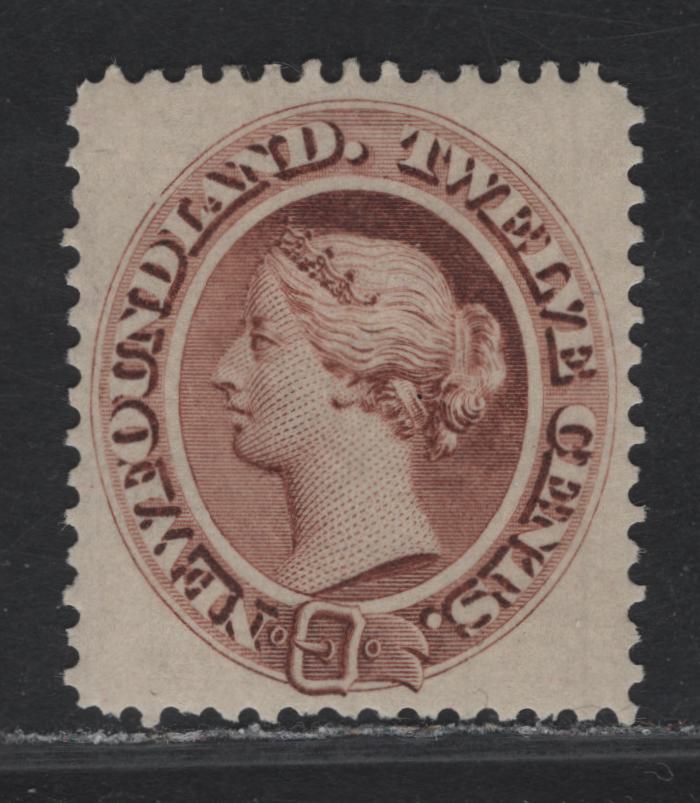 Lot 119 Newfoundland #29 12c Reddish Brown Queen Victoria, 1865-1896 First Cents Issue, A VFOG Single, Paper Cents-Y, Perf 12