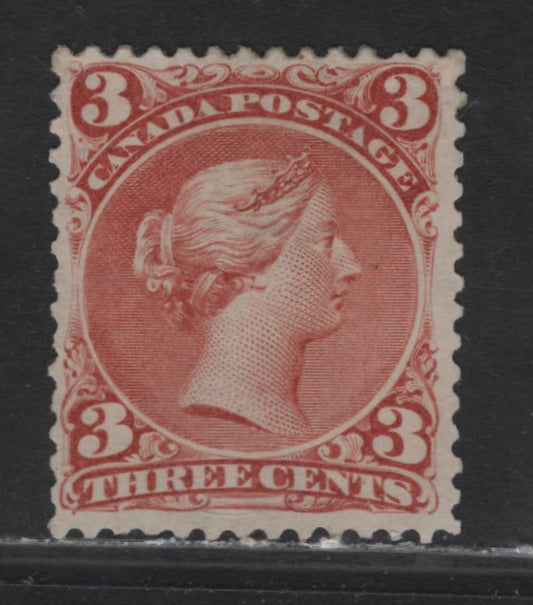 Lot 122 Canada #25 3c Red Queen Victoria, 1868-1876 Large Queen Issue, A VFRG Single, Paper FO-O (Duckworth Paper 10), Perf 12, Sismondo Certificate Stating That The Gum Is Not Original.