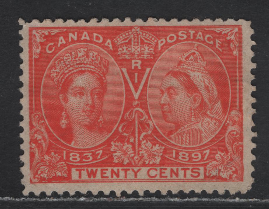 Lot 128 Canada (C) #59 20c Vermillion Queen Victoria, 1897 Diamond Jubilee Issue, A Fine Unused Single, Paper ABN-Y, Perf 12, Small Internal Wrinkle.