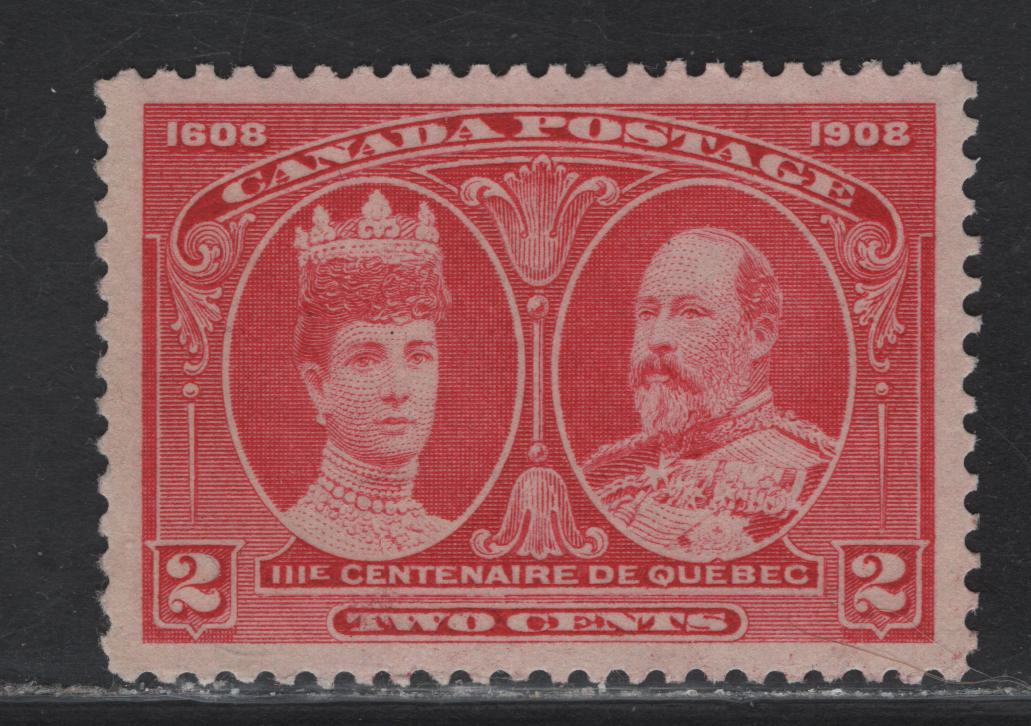 Canada (C) #98 2c Rose Carmine King Edward VII & Queen Alexandra, 1908 Quebec Tercentenary Issue, A Very Fine Unused Single, Paper ABN-B, Perf 12