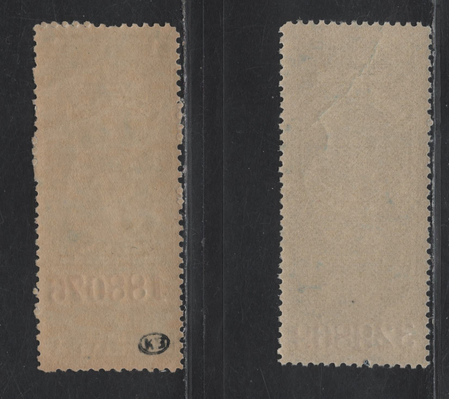 Lot 138 Canada Van Dam#FG19, FG22 50c - $1 Dark Blue - Dull Blue Queen Victoria, 1897 Federal Gas Inspection Issue, 2 VG/FNH Singles