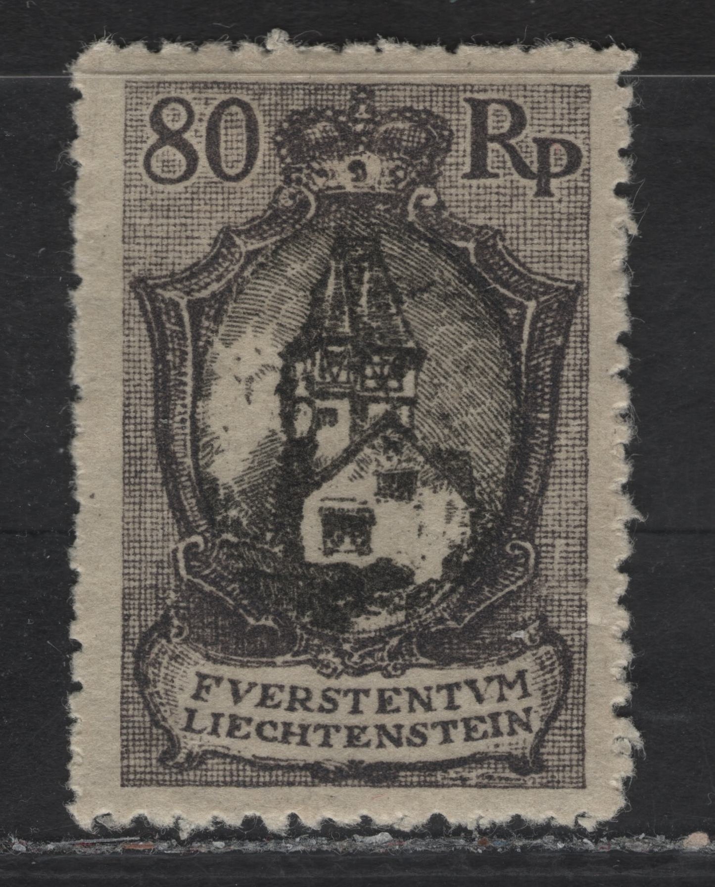 Lot 15 Liechtenstein SC#68 80rp Gray & Black Chapel of St Mamertus, 1921 Pictorial Issue, A VFOG Single