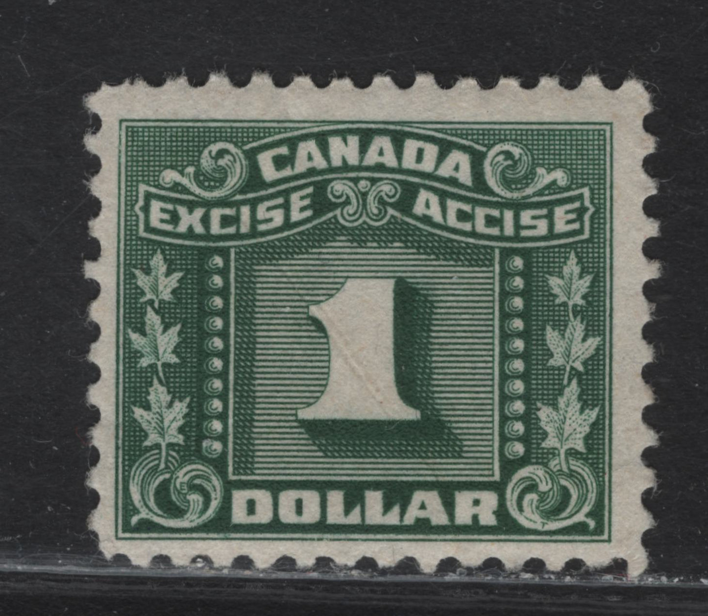 Lot 152 Canada (C) Van Dam#FX83 $1 Green Numeral, 1934-1948 Three Leaf Excise Tax, A FOG Single