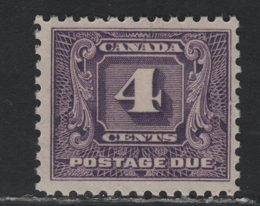 Lot 175 Canada #J8i 4c Light Reddish Violet Numeral, 1930-1932 2nd Postage Due Issue, A FNH Single, Paper BABN-D, Perf 10.9x10.8, 21.75x18.3mm Design Size.