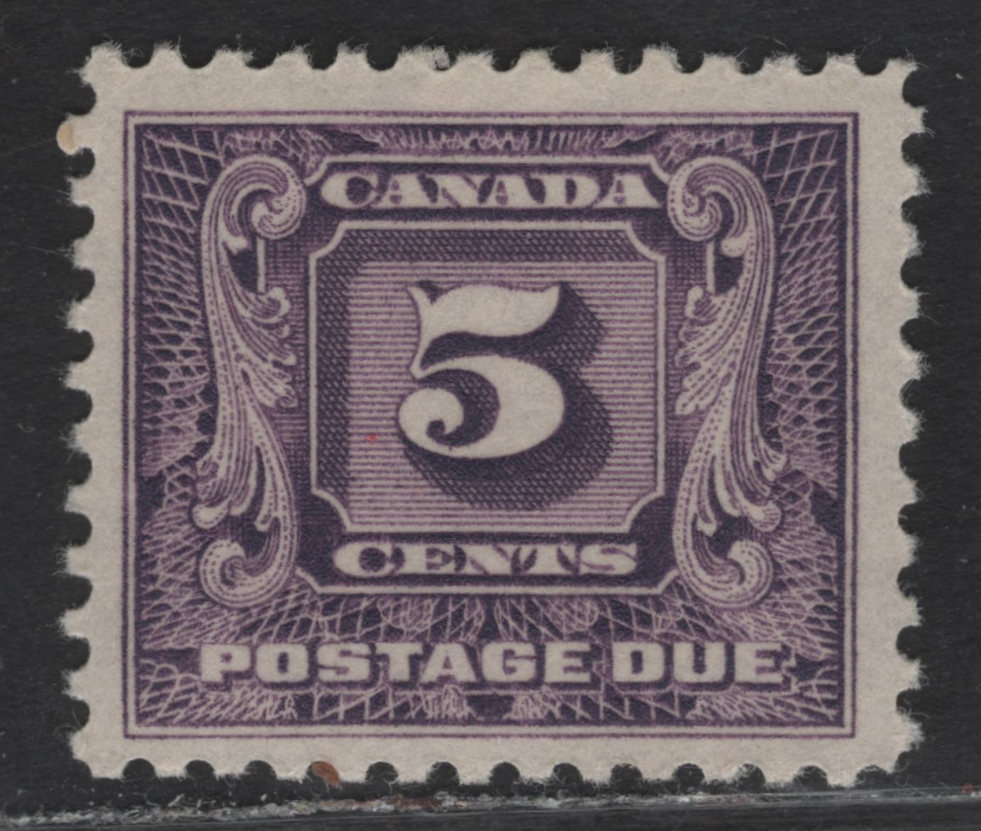 Lot 179 Canada #J9i 5c Light Reddish Violet Numeral, 1930-1932 2nd Postage Due Issue, A FNH Single, Paper BABN-D, Perf 10.9x10.8, Design Size 21.6x18.3mm, Light Gum Crease.