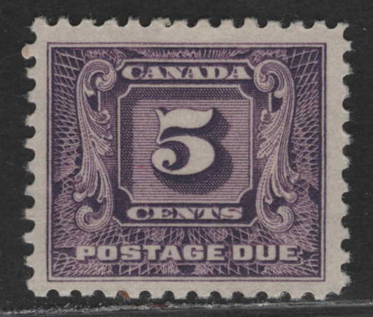 Lot 179 Canada #J9i 5c Light Reddish Violet Numeral, 1930-1932 2nd Postage Due Issue, A FNH Single, Paper BABN-D, Perf 10.9x10.8, Design Size 21.6x18.3mm, Light Gum Crease.