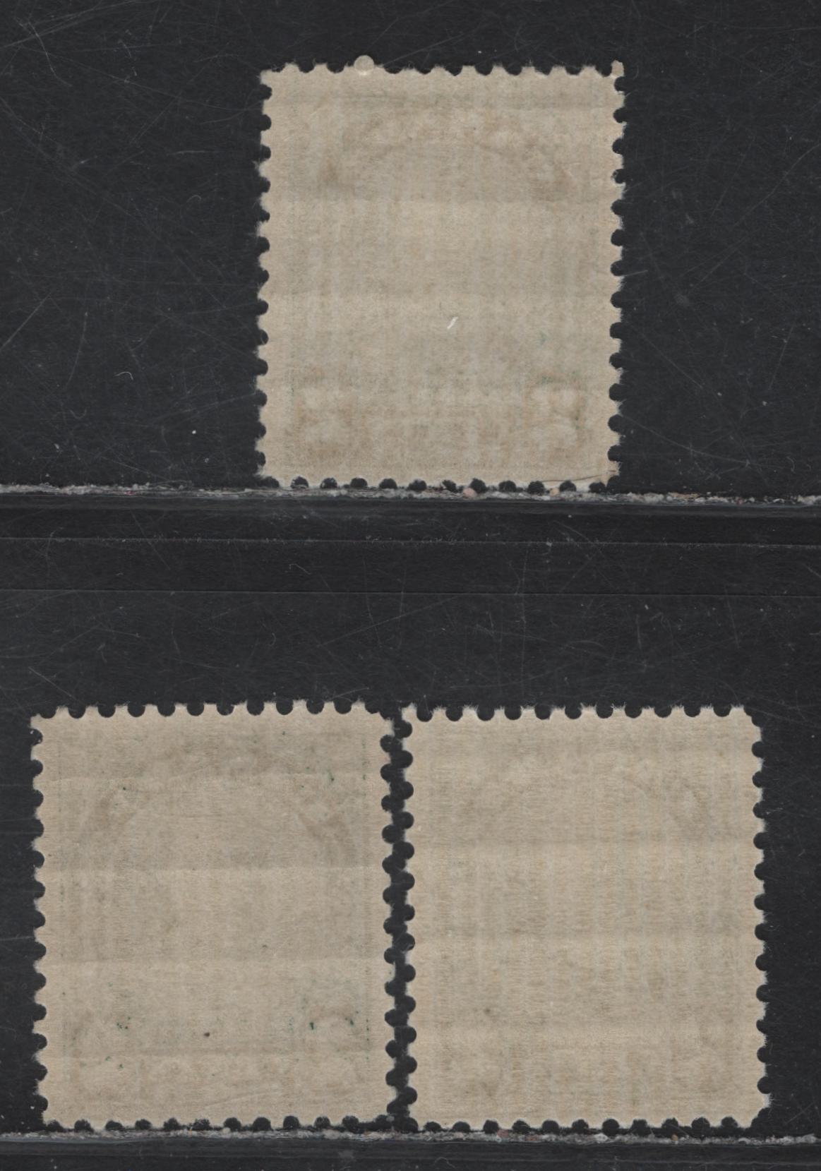Lot 194 Canada (C) #164 2c Deep Yellowish Green & Green King George V, 1930-1931 Arch/Leaf Issue, 3 VFNH Singles, Paper BABN-N, Perfs 11.1x10.9, 11.2x10.9 and 11.1x10.8