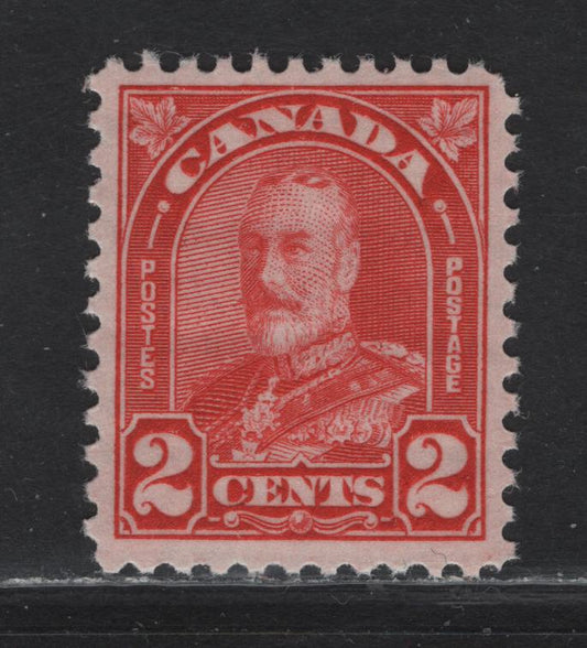 Lot 196 Canada (C) #165 2c Bright Red King George V, 1930-1931 Arch/Leaf Issue, A VFNH Single, Paper BABN-M, Perf 11x10.9, Die 1, Tall Design Measuring 18x22.25.