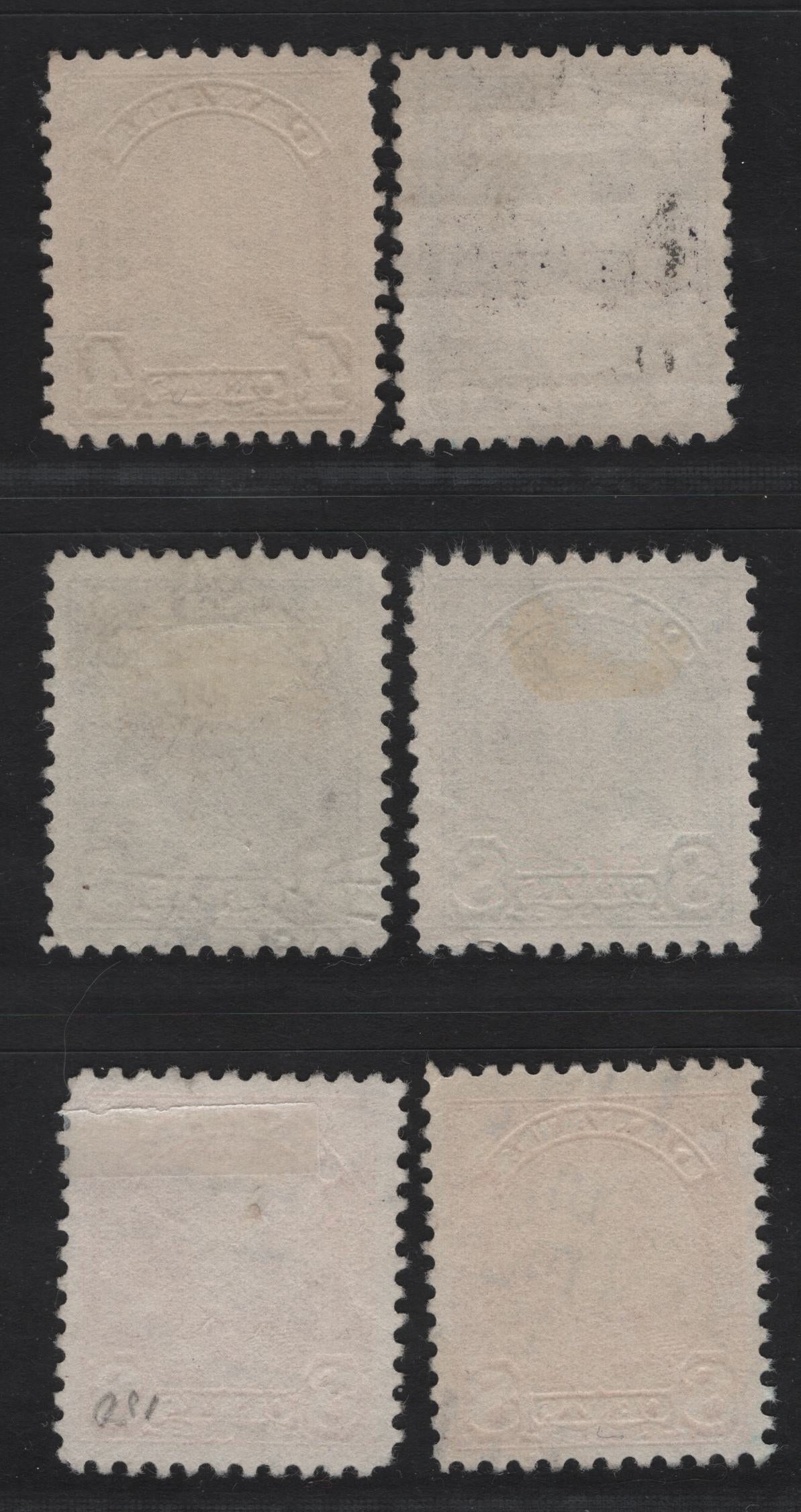 Lot 222 Canada (C) #168-172 4c - 8c Bistre - Red Orange King George V, 1930-1931 Arch/Leaf Issue, 6 Very Fine Used Singles, Papers BABN-B, BABN-D & BABN-S, Perfs 10.75, 11.1x10.9, 10.8, 10.9 & 10.8x10.9, Design Sizes 18.25x21.8mm & 18x22mm.