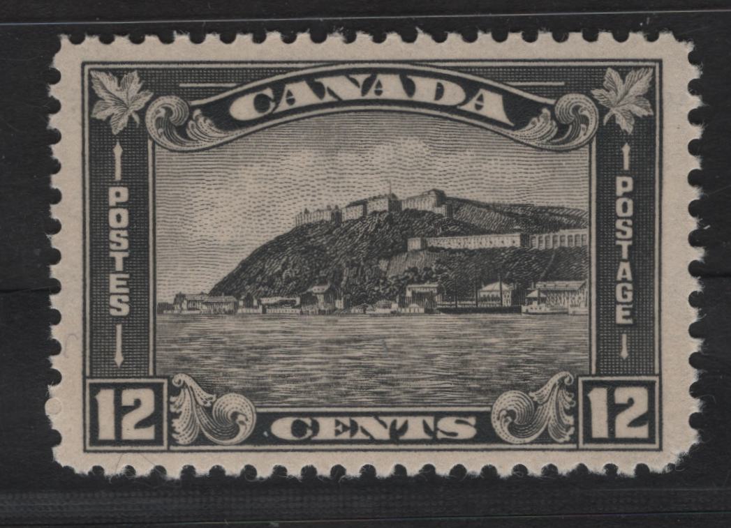 Lot 229 Canada (C) #174 12c Deep Gray Black Quebec Citadel, 1930-1931 Arch/Leaf Issue, A VFNH Single, Paper BABN-B, Perf 10.9x10.8, Round LR Corner.