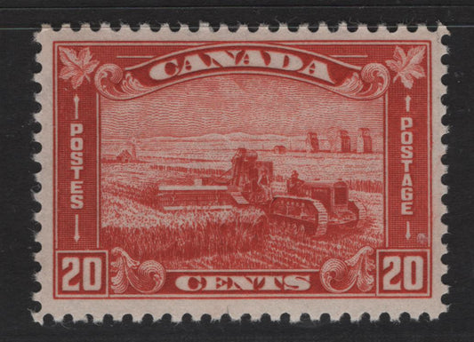 Lot 231 Canada (C) #175 20c Deep Vermillion Harvesting Wheat, 1930-1931 Arch/Leaf Issue, A VFOG Singles, Paper BABN-D, Perf 10.9x10.8