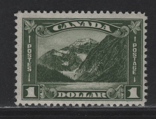 Lot 247 Canada #177 $1 Bronze Green Mt Edith Cavell, 1930-1931 Arch/Leaf Issue, A FOG Single, Paper BABN-V, Perf 10.9, Redistributed Gum.
