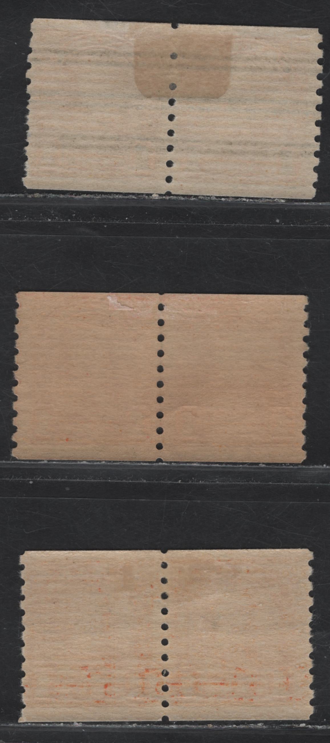 Lot 250 Canada #178-178xx 1c Yellow Orange - Orange King George V, 1930-1931 Arch/Leaf Coil Issue, 3 F/VFOG Pairs, Papers BABN-Y, BABN-Z & BABN-AA, 2.75mm & 3mm Spacing