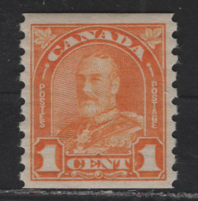 Lot 252 Canada #178 1c Pale Orange King George V, 1930-1931 Arch/Leaf Coil Issue, A VFOG Single, Paper BABN-AA, Rotary Bar Perforated