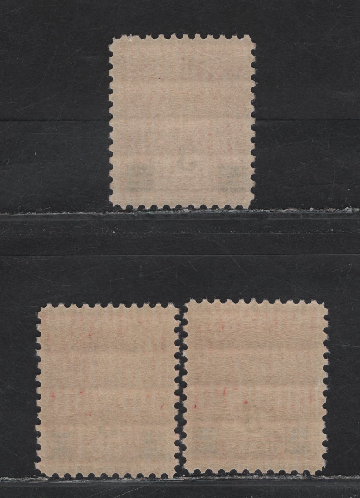 Canada (C) #192 3c on 2c Light Red - Scarlet King George V, 1932 Imperial Economic Conference Issue, 3 VFNH Singles, Papers BABN-M, BABN-B & BABN-O, Die 2