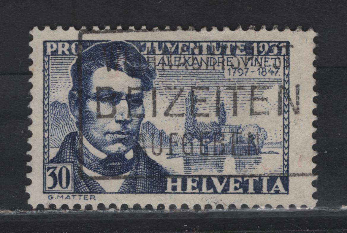 Lot 27 Switzerland SC#B60 30c Ultramarine Alexandre Vinet, 1931 Semi Postal Issue, A Fine Used Single