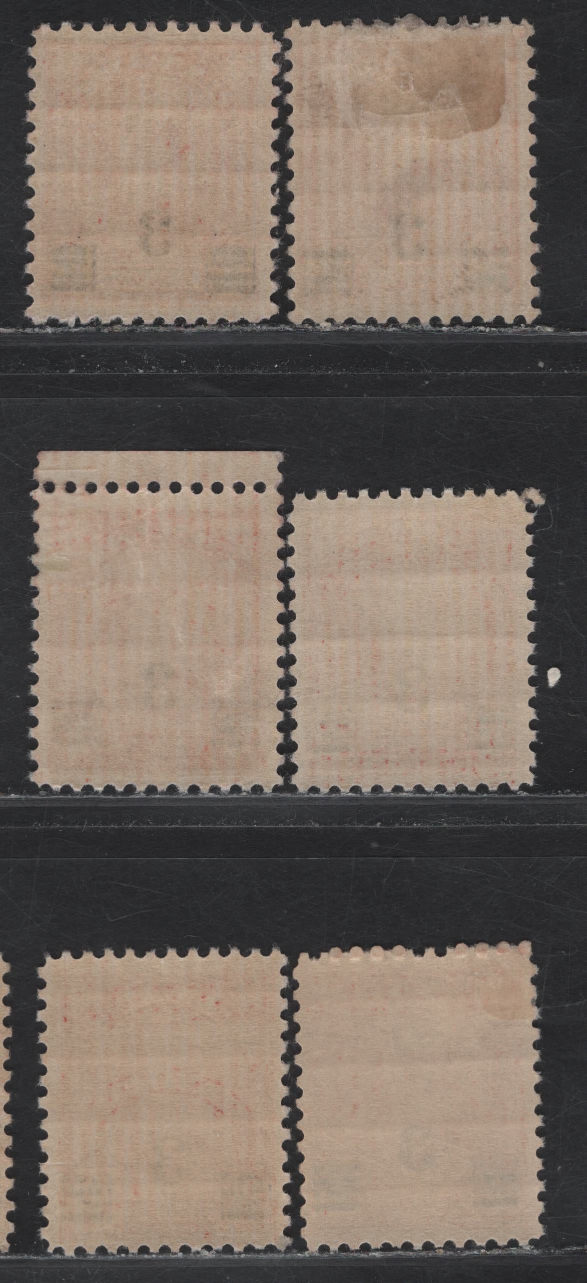 Lot 272 Canada #191-191a 3c on 2c Deep Red - Scarlet King George V, 1932 Arch/Leaf Provisional Issue, 6 VFOG Singles, Die 1, Papers BABN-M & BABN-O