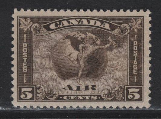 Lot 278 Canada (C) #C2 5c Deep Yellowish Olive Brown Mercury With Scroll, 1930 Airmail Issue, A VFOG Single, Paper BABN-V, Perf 10.8