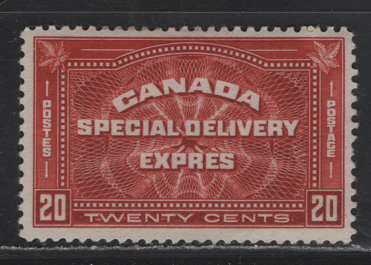 Lot 286 Canada (C) #E4 20c Deep Brownish Vermillion Special Delivery, 1930 Special Delivery Issue, A VFOG Single, Paper BABN-DD, Perf 11.85