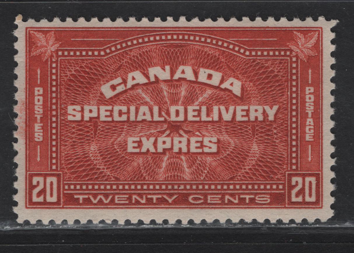 Lot 287 Canada (C) #E4 20c Brownish Vermillion Special Delivery, 1930 Special Delivery Issue, A VFOG Single, Paper BABN-C