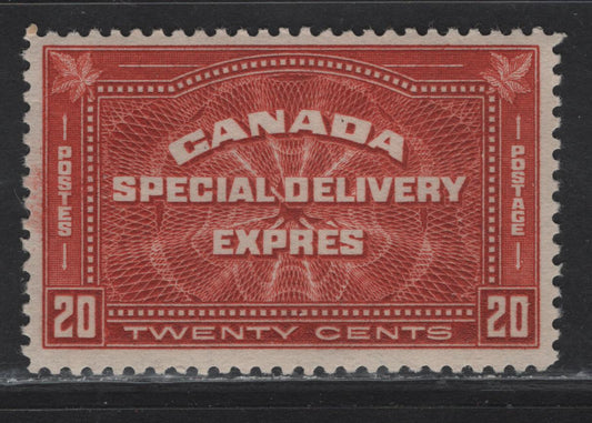 Lot 287 Canada (C) #E4 20c Brownish Vermillion Special Delivery, 1930 Special Delivery Issue, A VFOG Single, Paper BABN-C