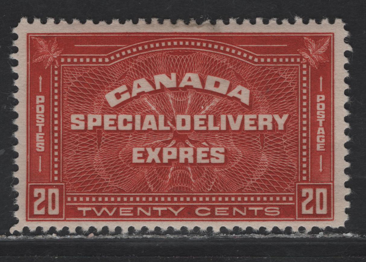 Lot 288 Canada #E4 20c Bright Brownish Vermillion Special Delivery, 1930 Special Delivery Issue, A FOG Single, Paper BABN-C, Perf 10.9