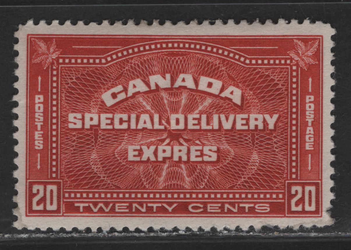 Lot 289 Canada (C) #E4 20c Bright Brownish Vermillion Special Delivery, 1930 Special Delivery Issue, A FOG Single, Paper BABN-DD, Paper BABN-DD, Pulled Perf At Lower Right.