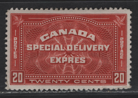 Lot 289 Canada (C) #E4 20c Bright Brownish Vermillion Special Delivery, 1930 Special Delivery Issue, A FOG Single, Paper BABN-DD, Paper BABN-DD, Pulled Perf At Lower Right.