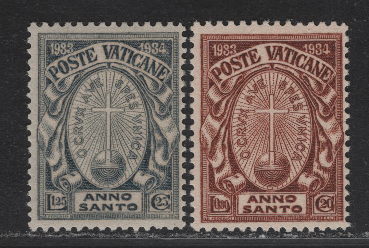 Lot 31A Vatican City SC#B3 80c+20c & 1l +25c Red Brown - Grey Cross & Orb, 1933 Holy Year Semi Postal Issue,  FNH Singles