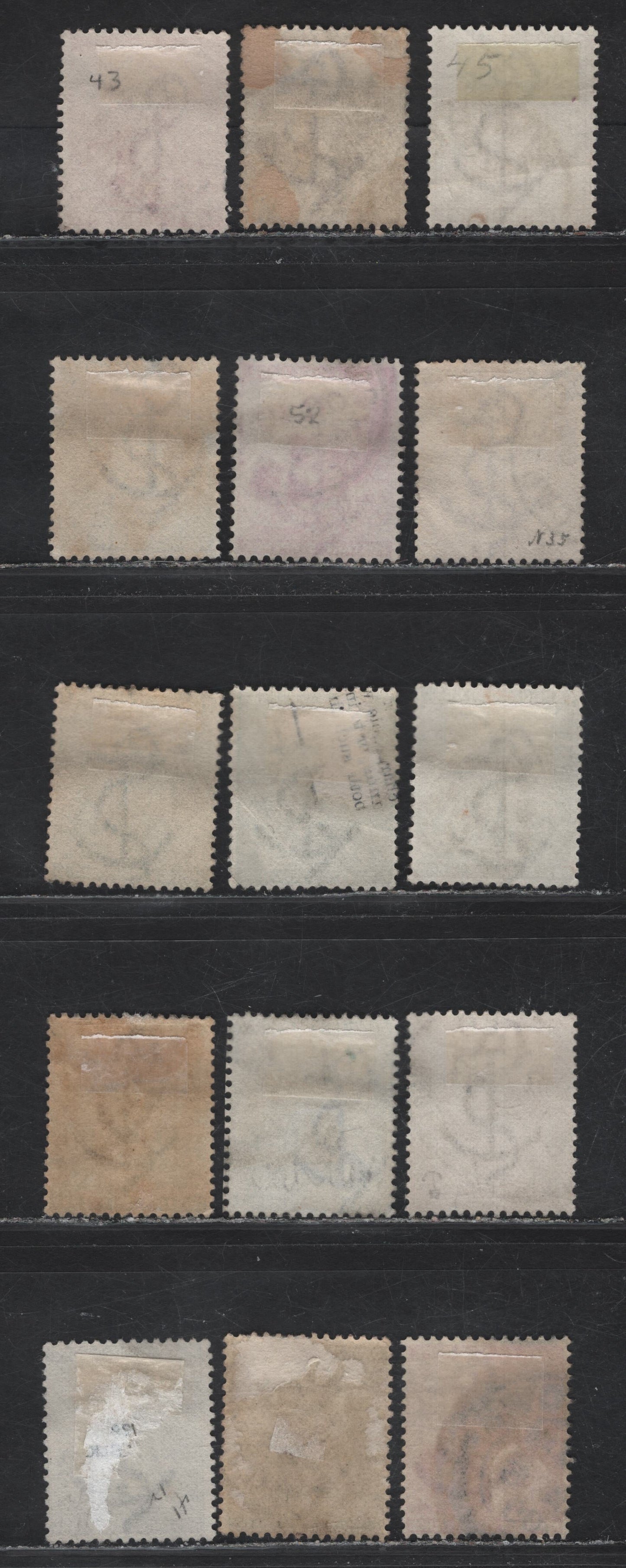 Lot 36 Cape of Good Hope (C) SG#48-50, 50a, 51, 52a-b, 53-a, 56a, 61a, 63-64, 67 1/2d -1/- Black - Yellow Ochre Seated Hope, 1884-1898 Seated Hope Keyplate Issue, 15 Fine/Very Fine Used Singles, Cabled Anchor Wmk