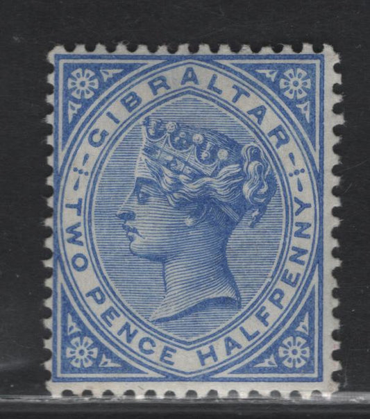 Lot 39 Gibraltar SG#42 2.5d Bright Ultramarine Queen Victoria, 1898 Queen Victoria Keyplate Issue, A VFOG Single, Reissued Colors, Crown CA Wmk