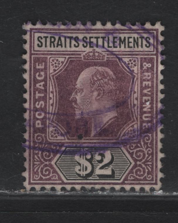 Lot 50 Malaya - Straits Settlements (C) SG#137 $2 Dull Purple & Black King Edward VII, 1904-1910 King Edward VII Issue, A Fine Used Single, Multiple Crown CA Wmk