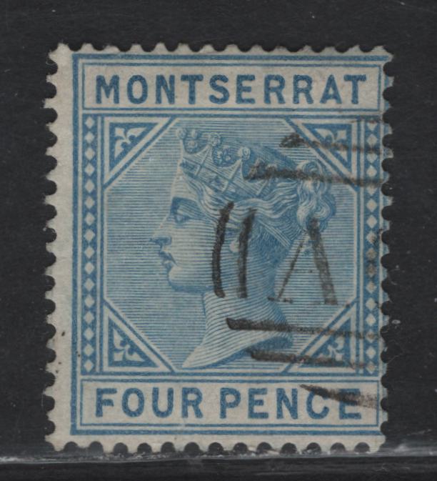 Lot 56 Montserrat (C) SG#5 4d Blue Queen Victoria, 1880 Queen Victoria Keyplates Issue, A Fine Used Single, Crown CC Wmk