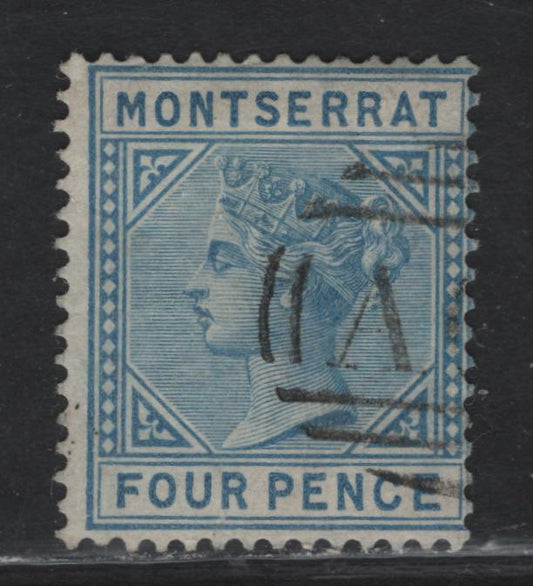 Lot 56 Montserrat (C) SG#5 4d Blue Queen Victoria, 1880 Queen Victoria Keyplates Issue, A Fine Used Single, Crown CC Wmk
