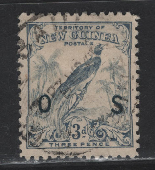 Lot 63 New Guinea (C) SG#O46 3d - 5/- Blue Bird of Paradise, 1932-1934 Bird of Paradise Official Issue, A Very Fine Used Single, Scarce Postally Used Example