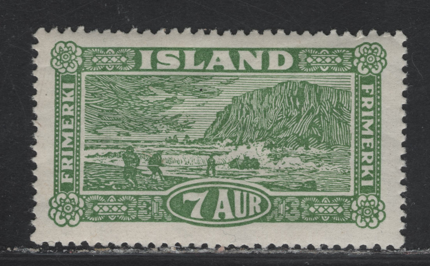 Lot 7 Iceland SC#144 7a Yellow Green Postal Service, 1925 Postal Services Issue, A VFOG Single
