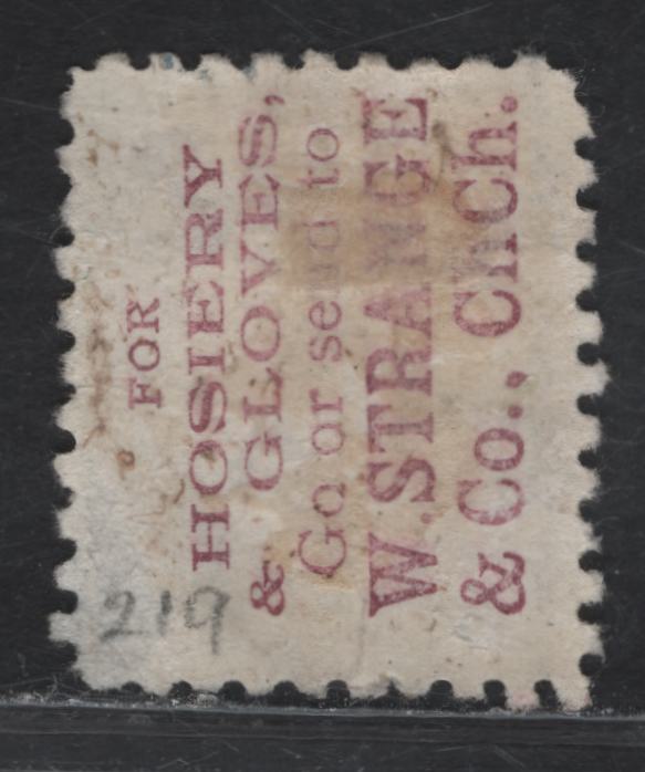 Lot 95 New Zealand (C) SG#221f 3d Pale Orange Yellow Queen Victoria, 1891-1895 Queen Victoria Sidefaces Issue, A Good Used Single, Perf 10, Brown Purple Advert, Vertical Crease Visible From Front.