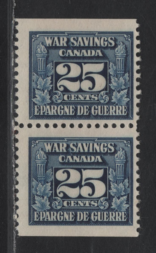 Lot 115 Canada (C) Van Dam#FWS5 25c Blue Numeral, 1940-1941 War Savings Issue, A FNH Vertical Pair, Yellow Gum
