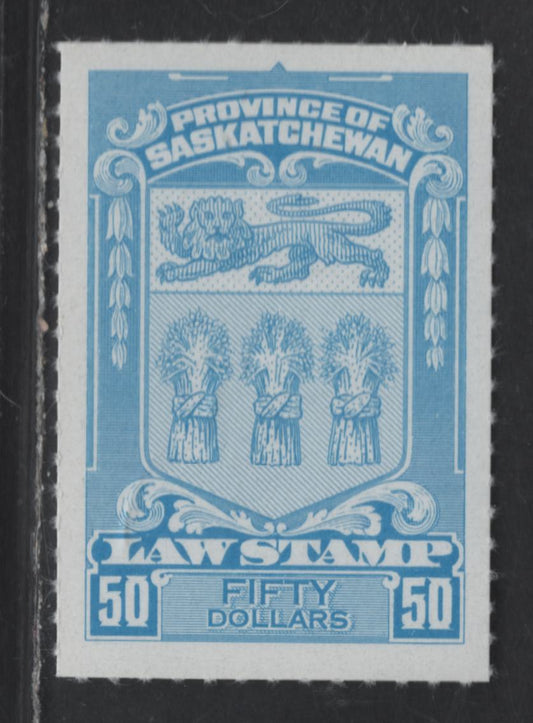 Lot 129 Canada (C) Van Dam#SL78 $50 Light Blue Arms, 1868 Rouletted 4th Law Issue, A VFNH Single