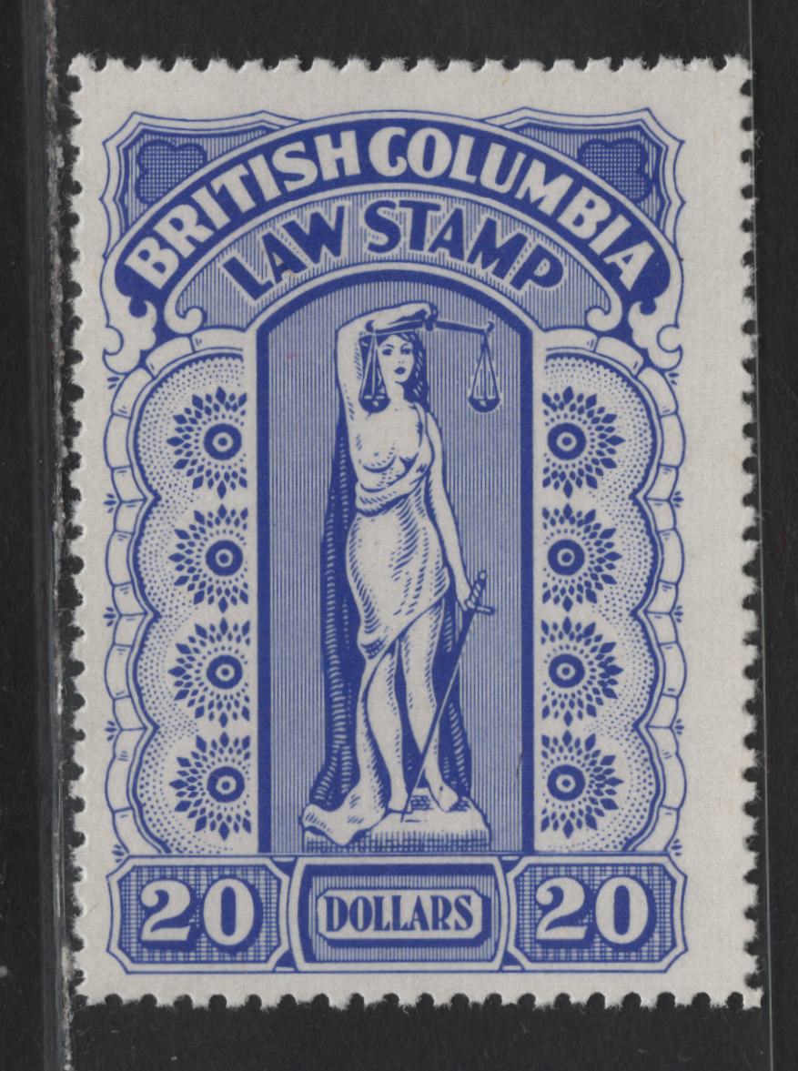 Lot 137 Canada - British Columbia (C) Van Dam#BCL58 $20 Blue Liberty, 1958-1970 11th Law Issue, A FNH Single