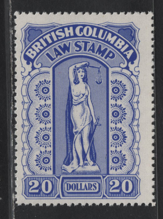 Lot 137 Canada - British Columbia (C) Van Dam#BCL58 $20 Blue Liberty, 1958-1970 11th Law Issue, A FNH Single
