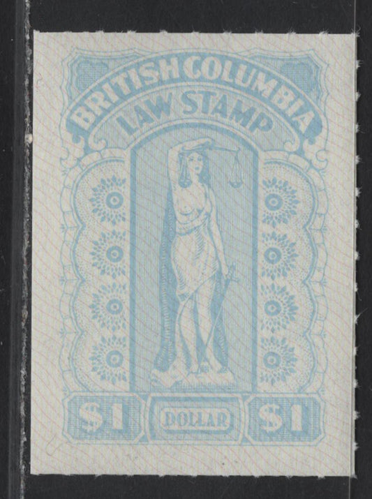 Lot 138 Canada - British Columbia (C) Van Dam#BCL63 $1 Blue Liberty, 1981 13th Law Issue, A VFNH Single, Security Paper With Red & Yellow Underprint