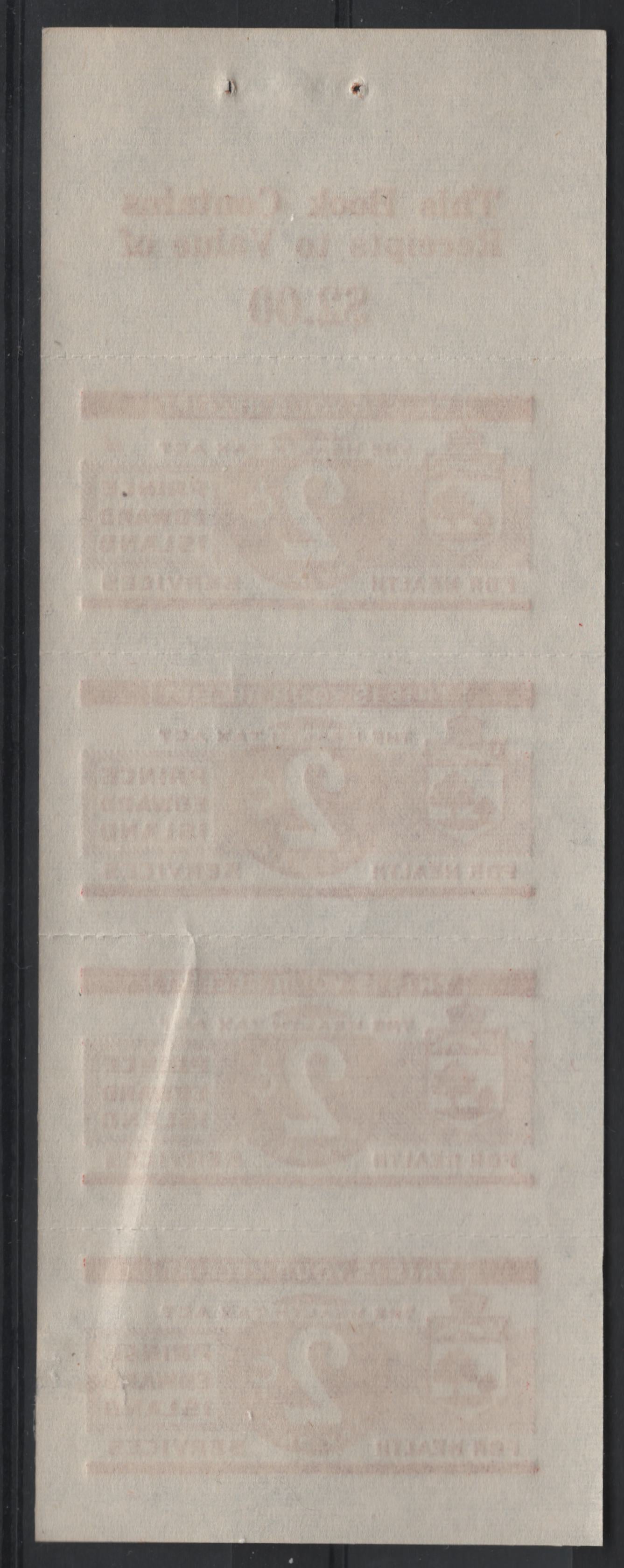 Lot 146 PEI (C) Van Dam#PEI2F 2c Red Health Tax, 1942 Tobacco Tax Issue, A FNH Booklet Pane Of 4