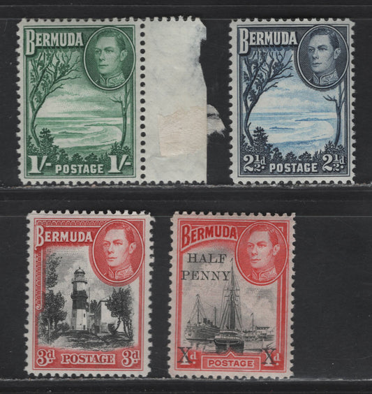 Lot 195 Bermuda (C) SG#113, 115, 122 2.5d - 1/- Light Blue & Deep Blue - Green King George VI, 1938-1940 King George VI Issue, 3 VFNH/OG Singles